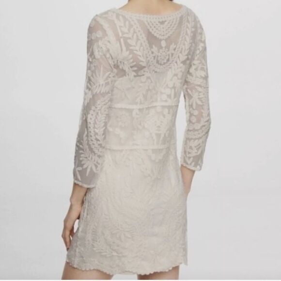 Express White Sheath Dress with Bishop Sleeves and V-neck - Picture 7 of 7